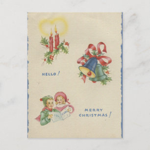Vintage Kerstmis "Hallo" Feestdagenkaart
