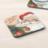Vintage Kerstmis Hallo! Jolly Santa Claus Drankjes Onderzetter (Linkerzijde)
