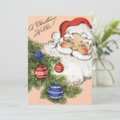 Vintage Kerstmis Hallo! Jolly Santa Claus Feestdagenkaart (Staand voorkant)