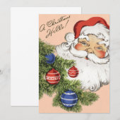 Vintage Kerstmis Hallo! Jolly Santa Claus Feestdagenkaart (Voorkant / Achterkant)