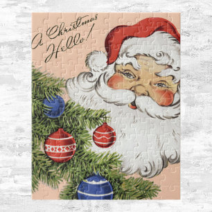 Vintage Kerstmis Hallo! Jolly Santa Claus Legpuzzel