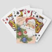 Vintage Kerstmis Hallo! Jolly Santa Claus Pokerkaarten (Achterkant)