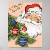 Vintage Kerstmis Hallo! Jolly Santa Claus Poster (Voorkant)