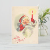 Vintage Kerstmis Hallo Santa Claus Feestdagenkaart (Staand voorkant)