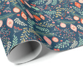 Vintage Kerstmis Hand Getrokken Naadloos Cadeaupapier (Rol Hoek)