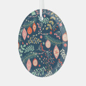 Vintage Kerstmis Hand Getrokken Naadloos Glas Ornament (Voorkant links)