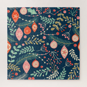 Vintage Kerstmis Hand Getrokken Naadloos Legpuzzel