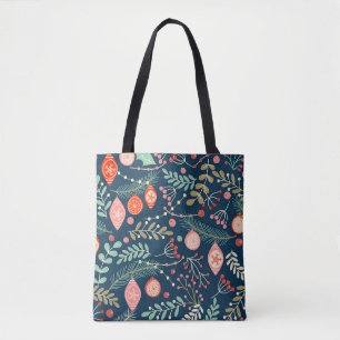 Vintage Kerstmis Hand Getrokken Naadloos Tote Bag