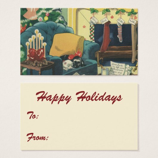 Vintage Kerstmis Hannukah Pets in de Levenszaal Visitekaartjes (Voorkant /achterkant)