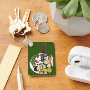 Vintage Kerstmis, Happy Boy die speelt met speelgo Sleutelhanger