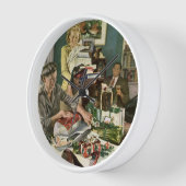 Vintage Kerstmis, Happy Family Wrapping Gifts (Hoek)