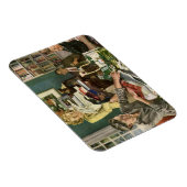 Vintage Kerstmis, Happy Family Wrapping Gifts Magneet (Rechterzijde)