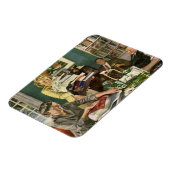 Vintage Kerstmis, Happy Family Wrapping Gifts Magneet (Linkerzijde)