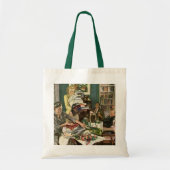 Vintage Kerstmis, Happy Family Wrapping Gifts Tote Bag (Voorkant)