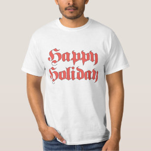 Vintage Kerstmis, Happy Holiday Tekst Rode letters T-shirt
