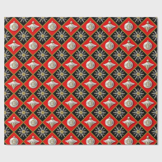 Vintage Kerstmis Harlequin Pattern Cadeaupapier (Vlak)