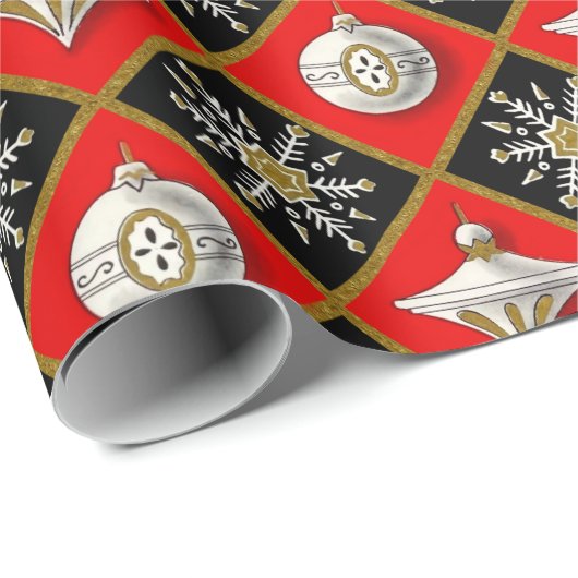 Vintage Kerstmis Harlequin Pattern Cadeaupapier (Rol Hoek)