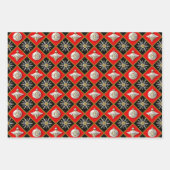 Vintage Kerstmis Harlequin Pattern Inpakpapier Vel (Voorkant)
