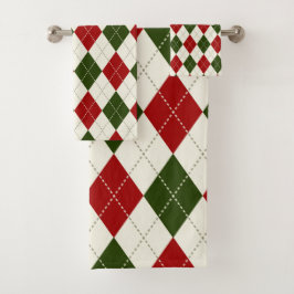 Vintage Kerstmis Harlequin Pset | Bath Towel Bad Handdoek
