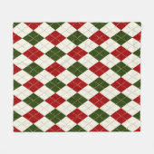 Vintage Kerstmis Harlequin Pset | Sherpa Blanket Fleece Deken (Voorkant (Horizontaal))