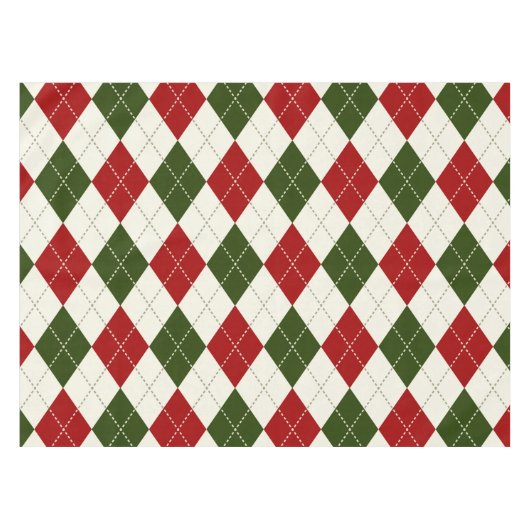 Vintage Kerstmis Harlequin Pset | Tablecloth Tafelkleed (Voorkant (Horizontaal))