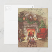 Vintage Kerstmis Hearth Feestdagenkaart (Voorkant / Achterkant)