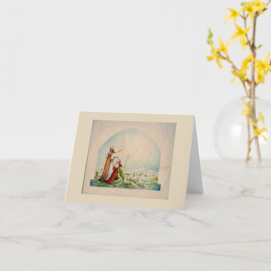 Vintage Kerstmis Herders Kaart (Gele Bloem)