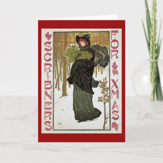 Vintage Kerstmis Hoesje 1895 Feestdagen Kaart (Voorkant)