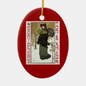 Vintage Kerstmis Hoesje 1895 Keramisch Ornament (Voorkant)