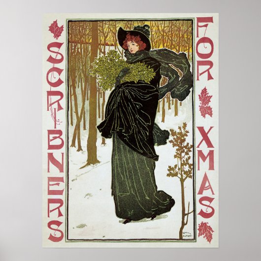 Vintage Kerstmis Hoesje 1895 Poster (Voorkant)