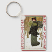 Vintage Kerstmis Hoesje 1895 Sleutelhanger (Voorkant)