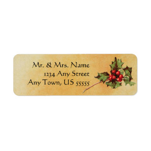 Vintage Kerstmis Holly Adresetiketten Etiket