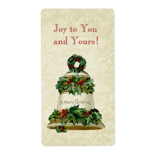 Vintage Kerstmis Holly Bell CH005 Etiket (Voorkant)