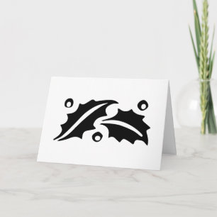 Vintage Kerstmis Holly Berries Black White Feestdagen Kaart
