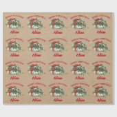 Vintage Kerstmis Holly Berries Douanenaam Kraft Cadeaupapier (Vlak)