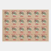 Vintage Kerstmis Holly Berries Douanenaam Kraft Inpakpapier Vel (Voorkant)