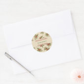 Vintage Kerstmis, Holly bessen, Aangepast Ronde Sticker (Envelop)