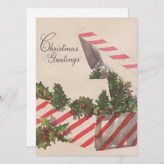 Vintage Kerstmis Holly Cadeau Feestdagenkaart (Voorkant / Achterkant)