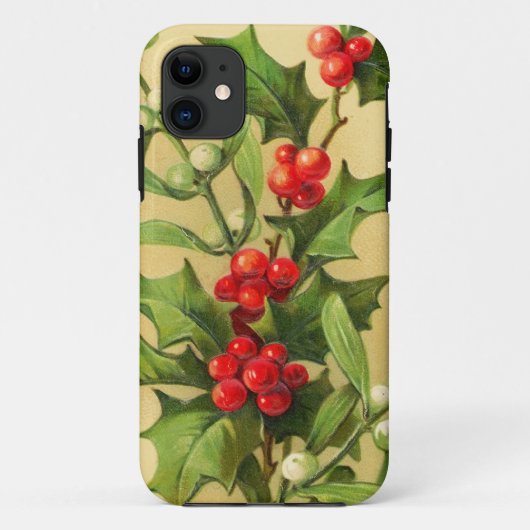 Vintage Kerstmis Holly Case-Mate iPhone Case (Achterkant)