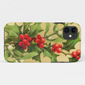Vintage Kerstmis Holly Case-Mate iPhone Case (Achterkant (horizontaal))