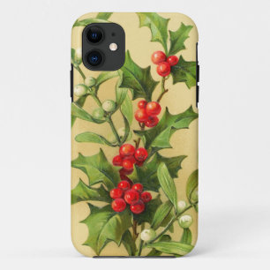 Vintage Kerstmis Holly Case-Mate iPhone Case