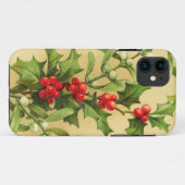 Vintage Kerstmis Holly Case-Mate iPhone Case (Achterkant (horizontaal))