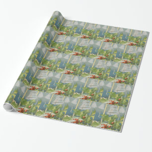Vintage Kerstmis Holly en Bells Cadeaupapier