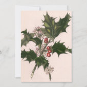 Vintage Kerstmis, Holly en Bessen Uitnodiging (Voorkant)
