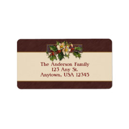 Vintage Kerstmis Holly Etiket