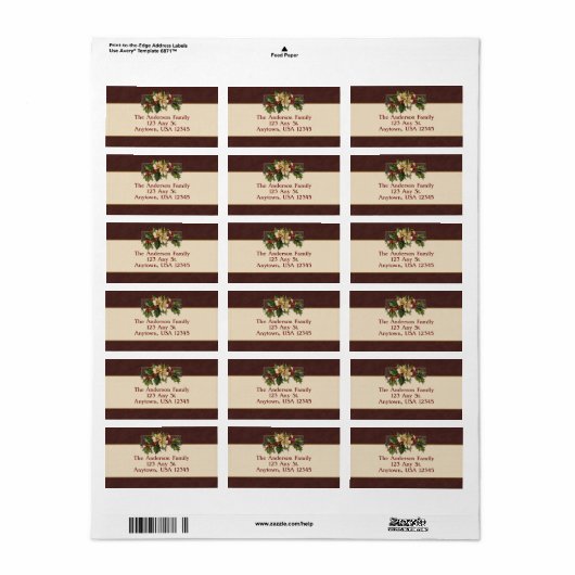 Vintage Kerstmis Holly Etiket (Full Sheet)