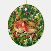 Vintage Kerstmis Holly Faux Gold Keramisch Ornament (Links)