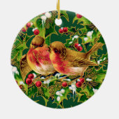 Vintage Kerstmis Holly Faux Gold Keramisch Ornament (Achterkant)