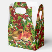 Vintage Kerstmis Holly Faux Gold Pattern Bedankdoosjes (Geopend)