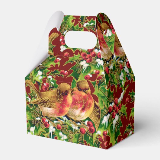 Vintage Kerstmis Holly Faux Gold Pattern Bedankdoosjes (Voorkant Zijde)